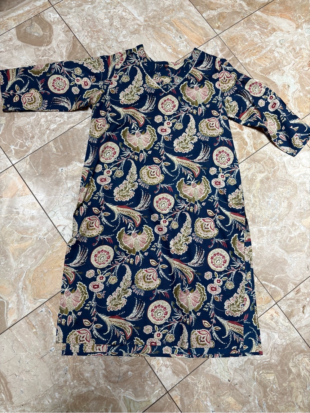Jaipur Navy Blue Floral 3 piece Kurta 2XL